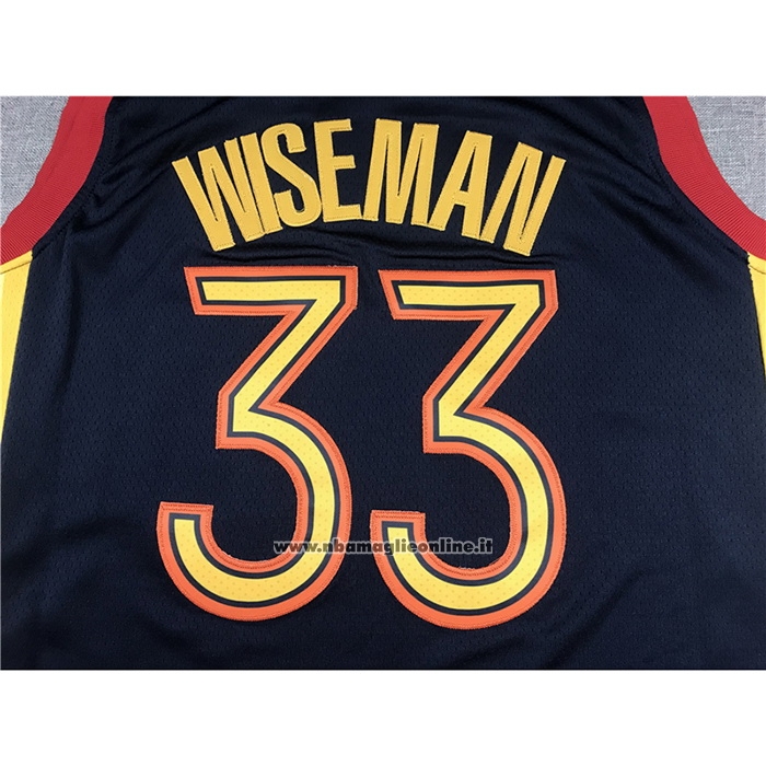 Maglia Golden State Warriors James Wiseman #33 Citta 2020-21 Blu